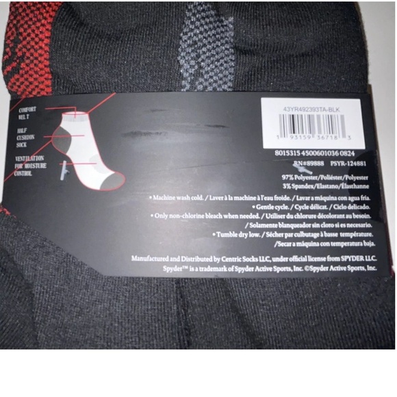 Spyder Low Cut Socks 6 Pair Men 6-12 Black Gray Red w Mixed Logo Cushion Ski NEW - Picture 4 of 12